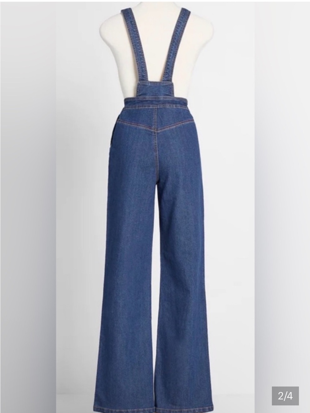 ModCloth Blue Denim Overalls with Rainbow Side Stitching - Picture 2 of 5